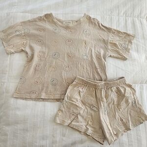 Indy And Pippa Daydreamer Smiley Matching Short Set, Size 6T